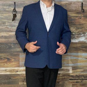 Joseph Abboud Wool Blend Blue Double Vented Blazer Sport Jacket Size 48L